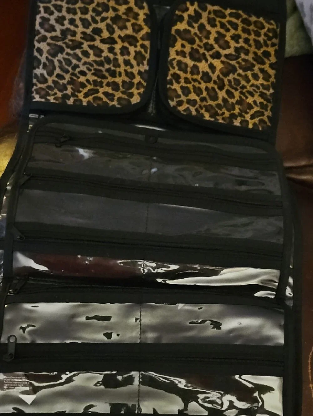 Leopard Print Women’s Makeup Bag Organizer - Brown/Black